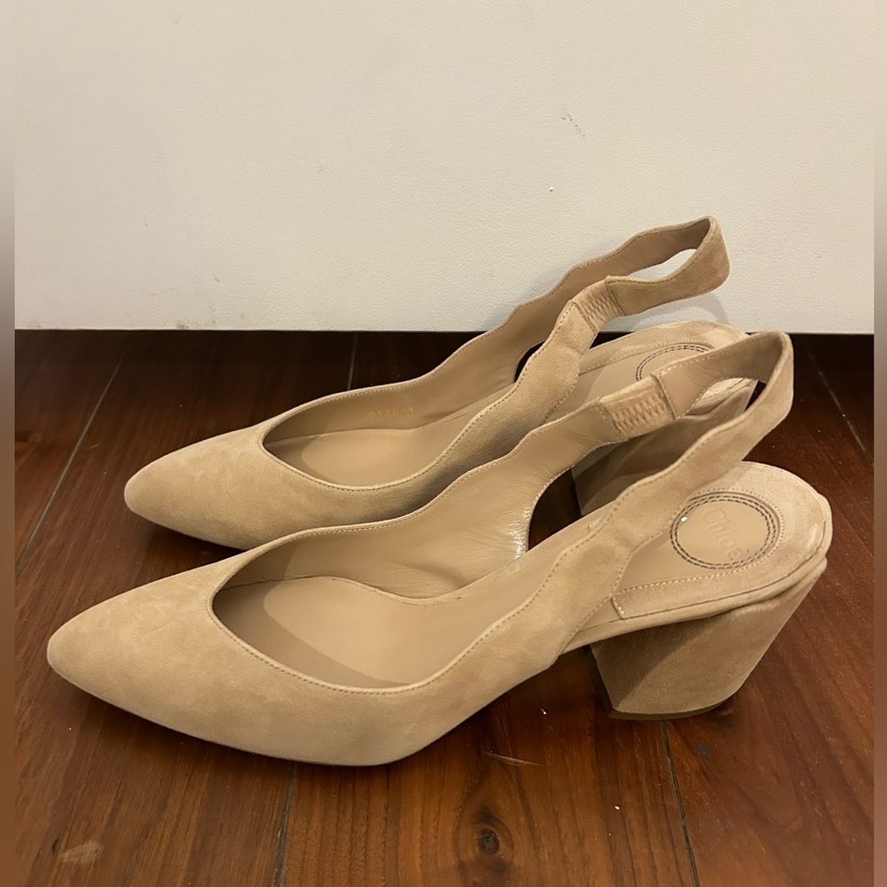 Chloe Brand New Suede Slingback Pumps 39.5 Color: Reef Shell